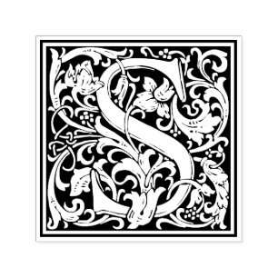 William MorrisレターSビクトリアンフローラスタンプ セルフインキングスタンプ