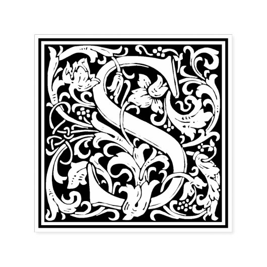 William MorrisレターSビクトリアンフローラスタンプ セルフインキングスタンプ (デザイン)