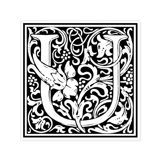 William MorrisレターUビクトリアンフローラスタンプ セルフインキングスタンプ (デザイン)