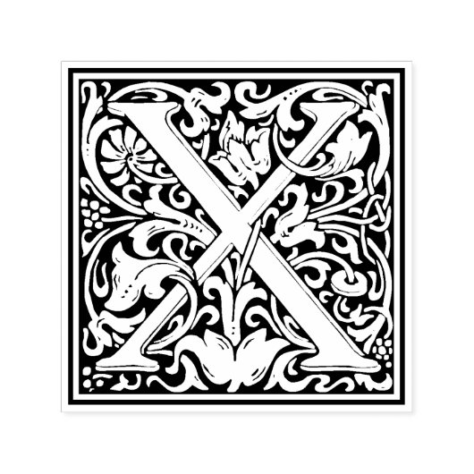 William MorrisレターXビクトリアンフローラスタンプ セルフインキングスタンプ (デザイン)