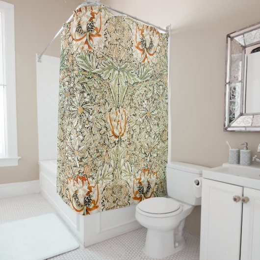 William * Morrisヴィンテージビクトリアンハニーサックル シャワーカーテン (インサイチュ)
