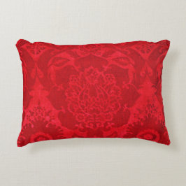 William Morrisヴィンテージレッドスタンプされたベルベット模様 アクセントクッション