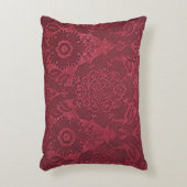 William Morrisヴィンテージレッドスタンプされたベルベット模様 アクセントクッション (正面(垂直))