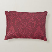 William Morrisヴィンテージレッドスタンプされたベルベット模様 アクセントクッション (裏面)
