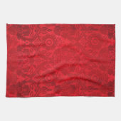 William Morrisヴィンテージレッドスタンプされたベルベット模様 キッチンタオル (横)