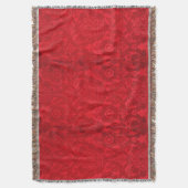 William Morrisヴィンテージレッドスタンプされたベルベット模様 スローブランケット (正面縦)