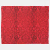 William Morrisヴィンテージレッドスタンプされたベルベット模様 フリースブランケット (正面(横))