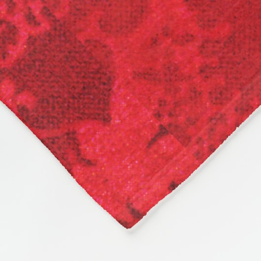 William Morrisヴィンテージレッドスタンプされたベルベット模様 フリースブランケット (角)