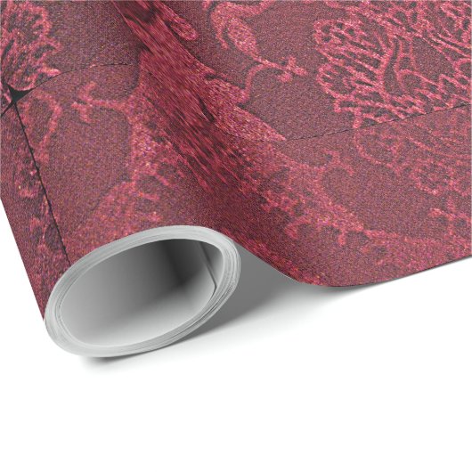 William Morrisヴィンテージレッドスタンプされたベルベット模様 ラッピングペーパー (ロールコーナー)