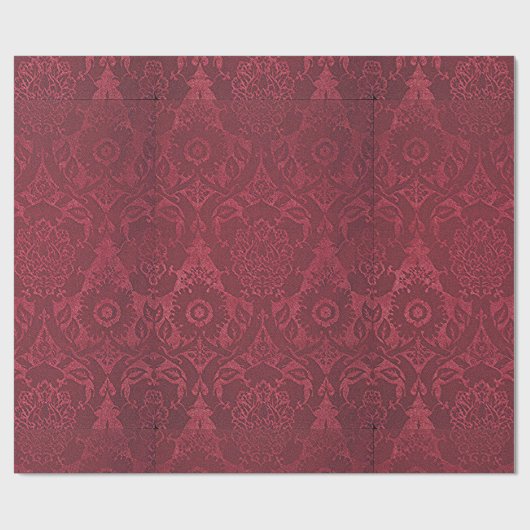 William Morrisヴィンテージレッドスタンプされたベルベット模様 ラッピングペーパー (フラット)