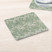 William Morris壁紙テキスタイル緑 スクエアペーパーコースター (アングル)