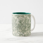William Morris壁紙テキスタイル緑 ツートーンマグカップ (正面右)