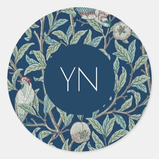 WILLIAM MORRIS封筒用シール：ザクロ ラウンドシール (正面)