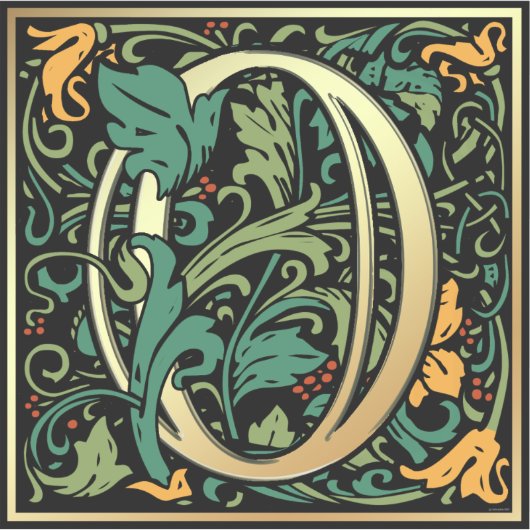 William Morris数字番号0 Zero Woodcut シール (正面)