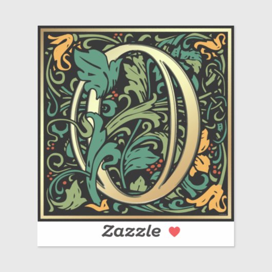 William Morris数字番号0 Zero Woodcut シール (シート)