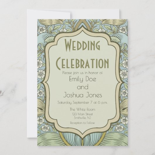 William Morris春Thicket:アンティークフローラ 招待状 (正面)