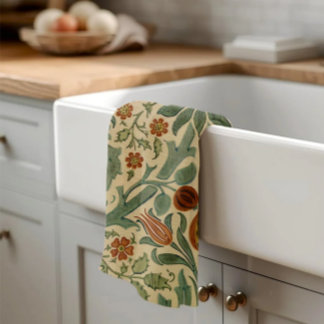 William Morris紅葉フローラ、英語コテージ キッチンタオル