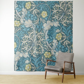 William Morris,アールヌーボー模様，海藻，青，f タペストリー