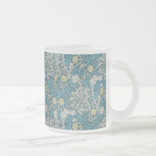 William Morris,アールヌーボー模様,海藻,青,f フロストグラスマグカップ