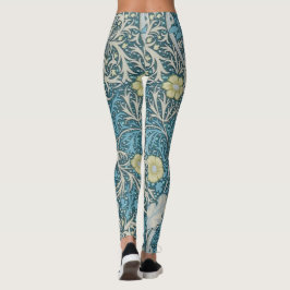 William Morris,アールヌーボー模様，海藻，青，f レギンス