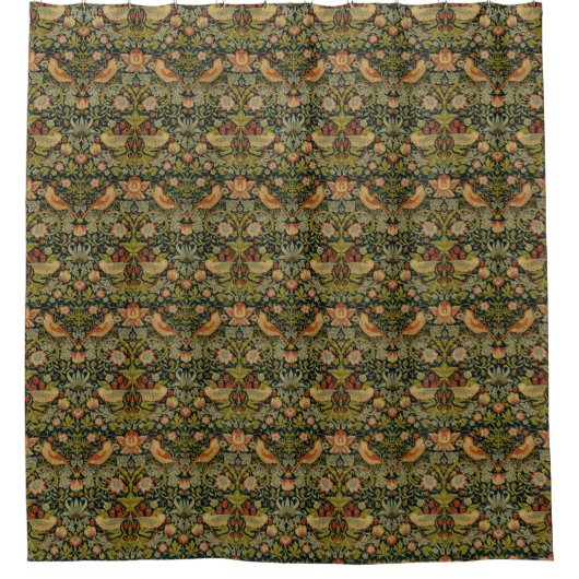 William Morris：イチゴ泥棒シャワーカーテン シャワーカーテン (正面)