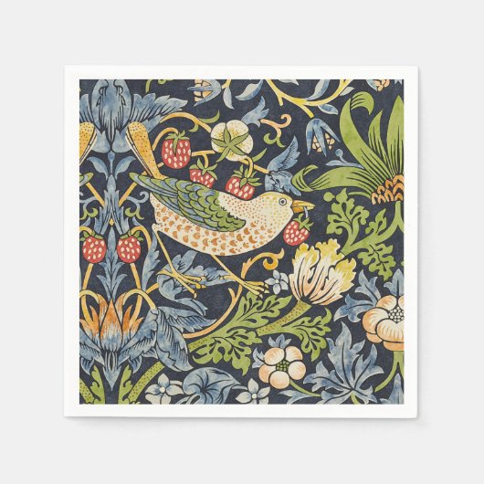 William Morris – イチゴ泥棒フローラルパターン スタンダードカクテルナプキン (正面)