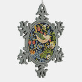William Morris – イチゴ泥棒フローラルパターン スノーフレークピューターオーナメント (左)