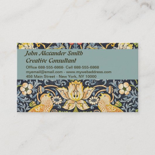 William Morris – イチゴ泥棒フローラルパターン 名刺 (正面)