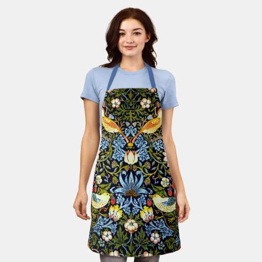 William Morris – イチゴ泥棒 エプロン (着用した状態)