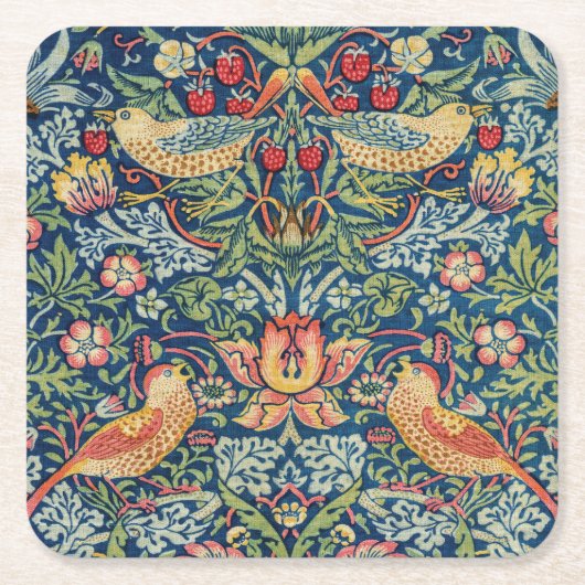 William Morris – イチゴ泥棒 スクエアペーパーコースター (正面)