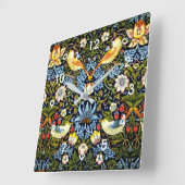 William Morris – イチゴ泥棒 スクエア壁時計 (傾斜)