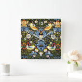 William Morris – イチゴ泥棒 スクエア壁時計 (ホーム)