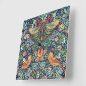 William Morris – イチゴ泥棒 スクエア壁時計 (傾斜)