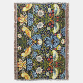 William Morris – イチゴ泥棒、有名なデザイン スローブランケット (正面縦)