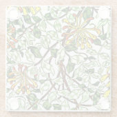 William Morris -ハニーサックルグリーンとイエロー金ゴールド ガラスコースター (裏面)