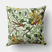 William Morris -ハニーサックル、緑と黄色 クッション (裏面)