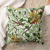 William Morris -ハニーサックル、緑と黄色 クッション (ブランケット)