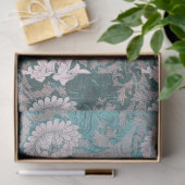 William Morris，パターン，再設計，ティール（緑がかった色），グレー，金属 薄葉紙 (ギフト)