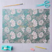 William Morris，パターン，再設計，ティール（緑がかった色），グレー，金属 薄葉紙 (クラフト)