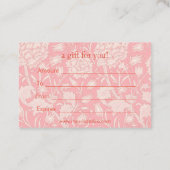 William Morris – ピンクワイルドチューリップ商品券 名刺 (裏面)