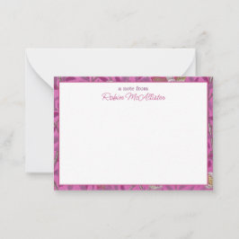 William Morris、ホットピンクの鳥とポンメグレナーズ ノートカード