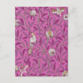 William Morris、ホットピンクの鳥とポンメグレナーズ ポストカード (正面)