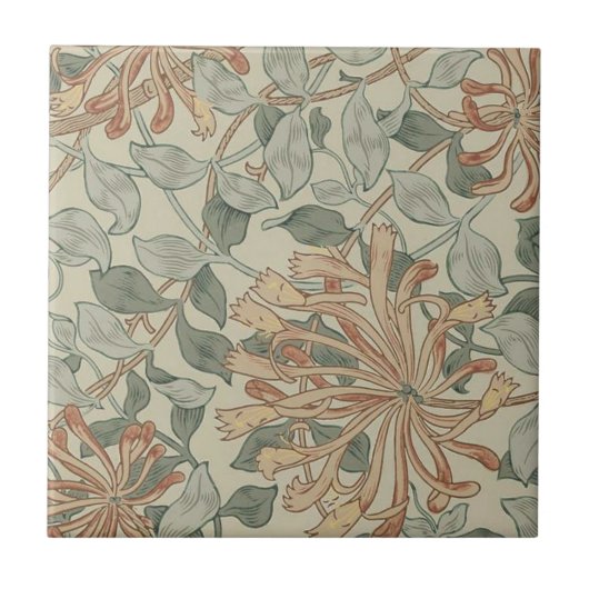 William * Morris ボタニカル ピンク グリーン | タイル (正面)