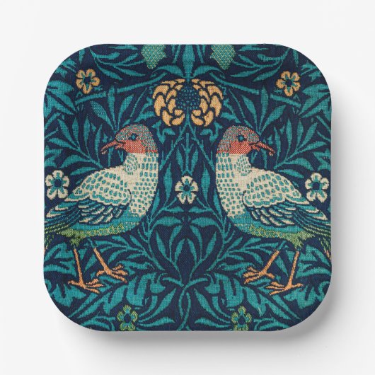 William Morris – 鳥の花模様スプライシング ペーパープレート (正面)