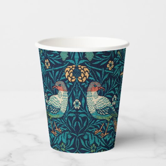 William Morris – 鳥の花模様スプライシング 紙コップ (正面)