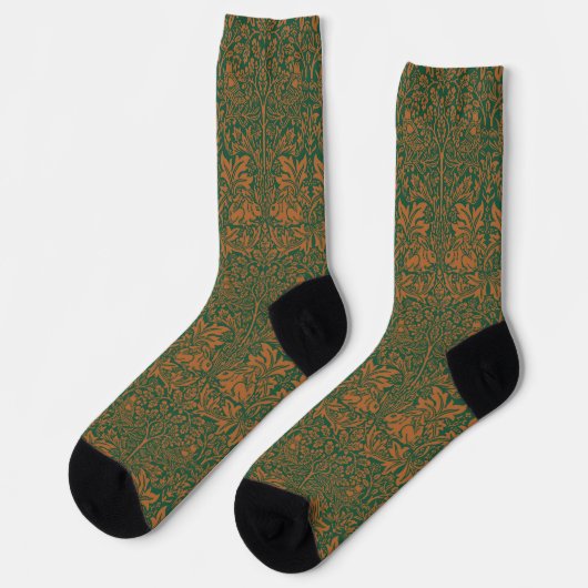 William Morris 1881 Birds, Rabbit Floral Pattern ソックス (左)