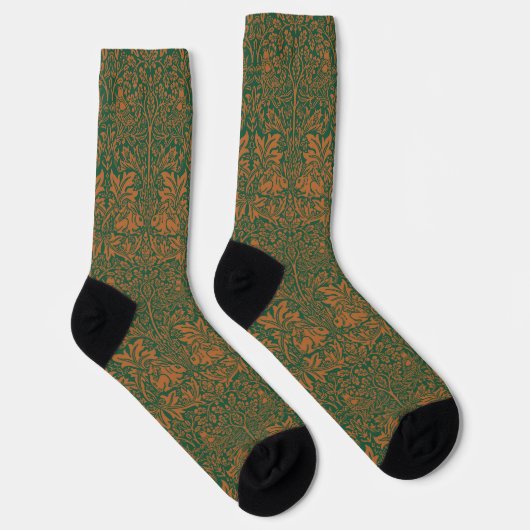 William Morris 1881 Birds, Rabbit Floral Pattern ソックス (右)