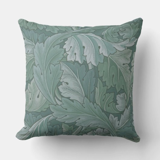 William Morris Acanthus Leaf Teal Blue Pattern クッション (正面)