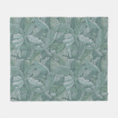 William Morris Acanthus Leaf Teal Blue Pattern フリースブランケット (正面(横))