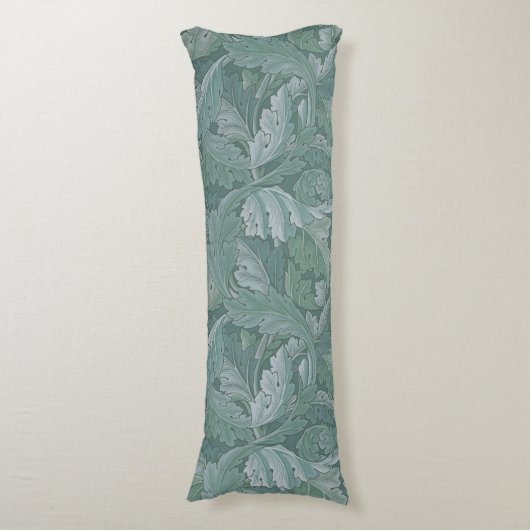 William Morris Acanthus Leaf Teal Blue Pattern ボディピロー (正面縦)